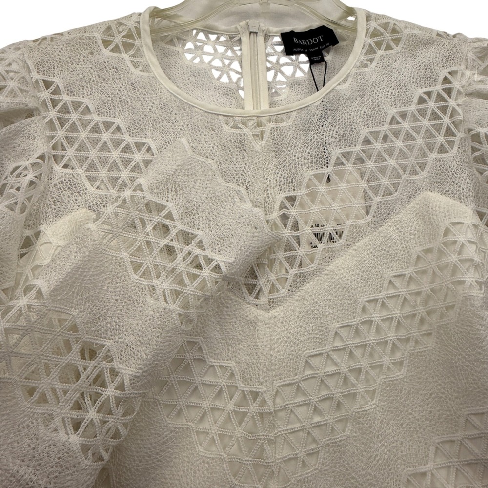 Bardot Lana Lace Dress Womens 8/M Ivory‎ Puff Sleeve Mini NWT 54888DB